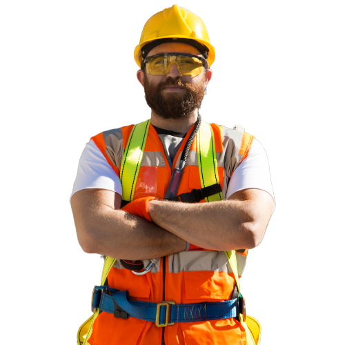 Concrete worker wearing personal protective Equipment