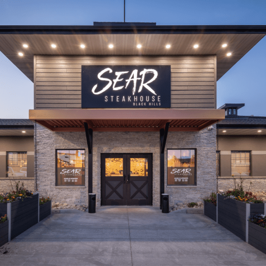 Stone masonry work done on the doorway of Sear Steakhouse