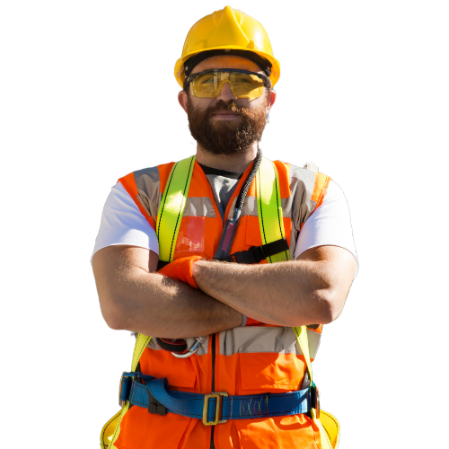 Concrete worker wearing personal protective Equipment